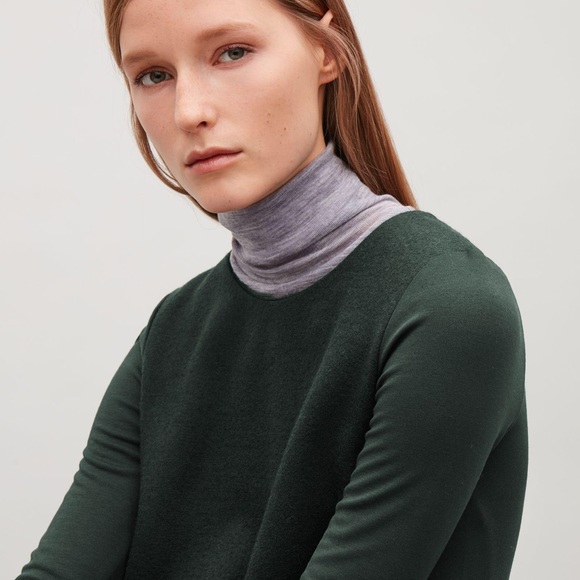 COS Moss Green Wool and Jersey Contrast Trapeze Tunic Dress - Size Medium - Picture 2 of 11